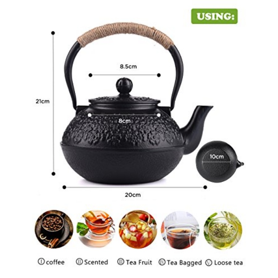 Cast Iron Teapot 40oz/ Japanes - Loose Leaf Tea Infuser 评论和价格