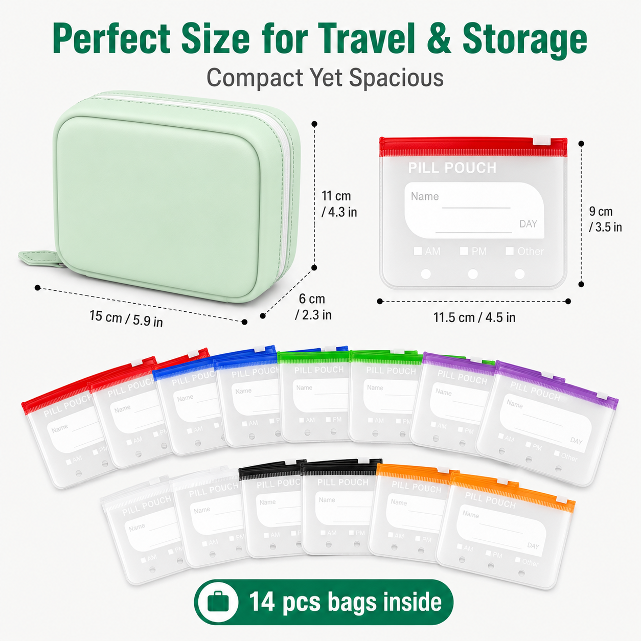 Travel Pill Organizer with 14  - Reusable Produce Bag 评论和价格