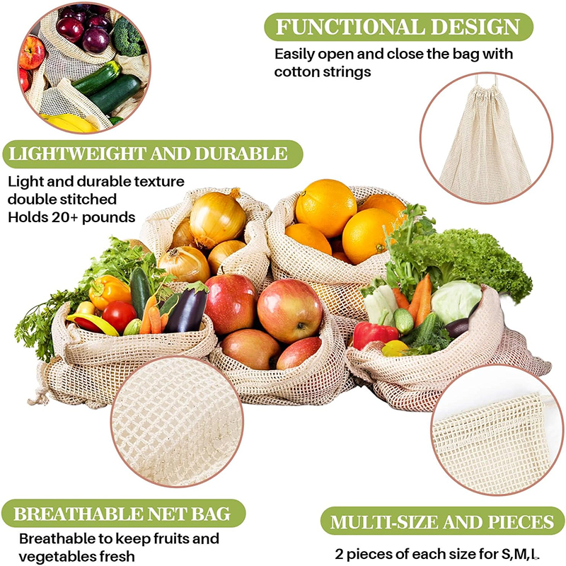 WEEDI 3/5/10Pack Eco Friendly  - Reusable Produce Bag 评论和价格